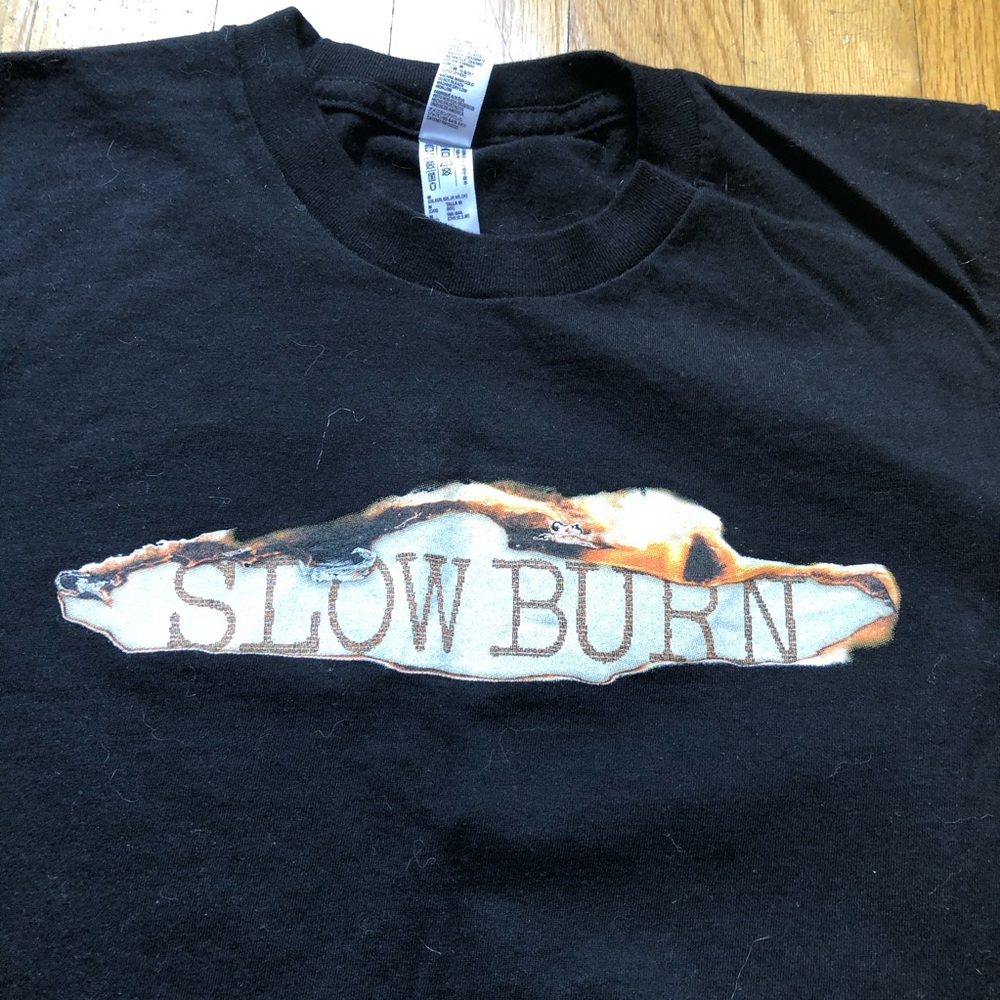 American Apparel "Slow Burn" Women's Black Graphic T-Shirt - Size M (Fits like S - Picture 2 of 7